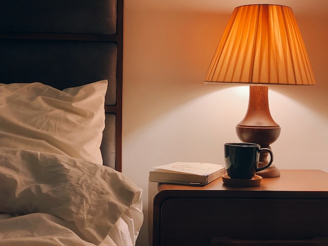 samirs brown table lamp wood